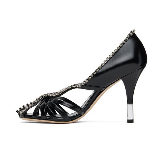 CHLOE Leonie Cutout Embellished Leather Pumps in Black & Silver 37 - Picture 4 of 5